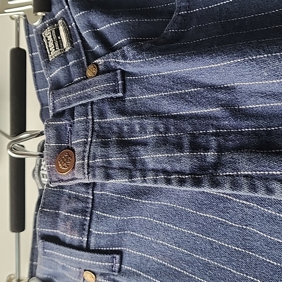 Vintage Versace Jeans Couture Pinstripe Stretch Denim Jeans - Picture 2 of 11